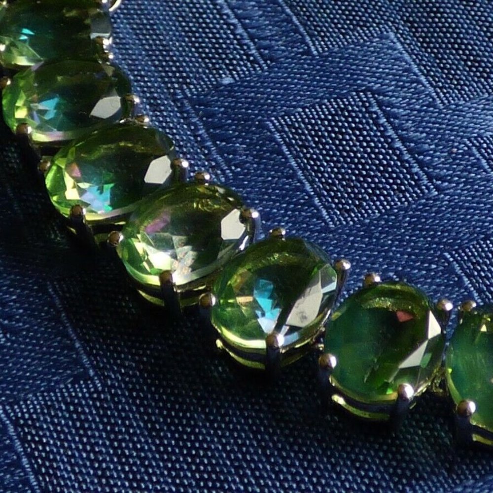 52.46CTS FERN GREEN QUARTZ 8MM X 10MM STERLING SILVER BRACELET LE 70 - Picture 5 of 11